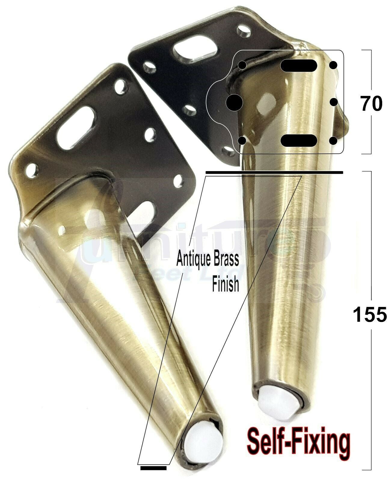 4 Metal Furniture Legs 155mm High Replacement Feet Sofas Chair Cabinet Bed Stool