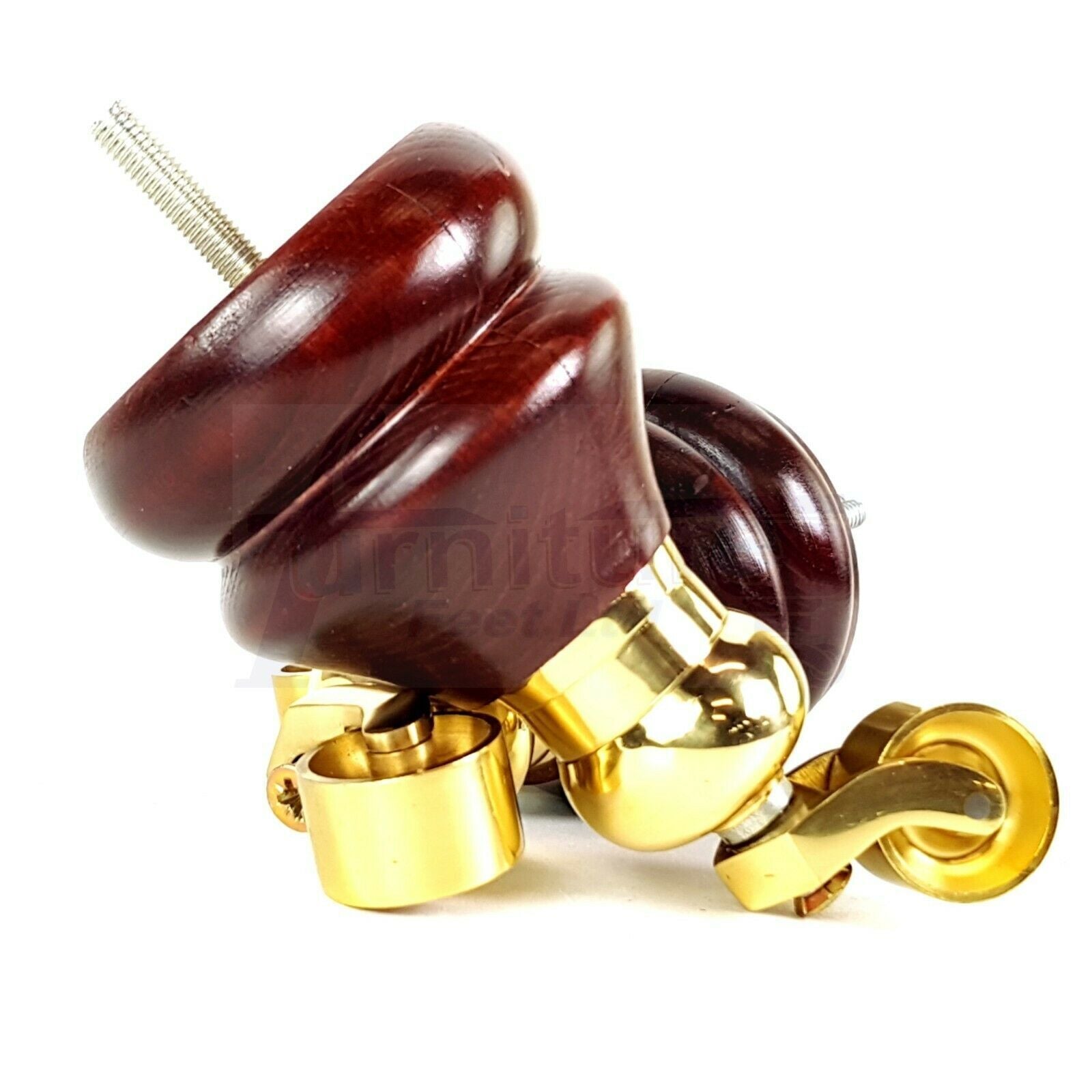 Set Of 2 Turned Furniture Wood Feet With Castors 140mm Sofas Chairs Settee Cabinets Beds M8(8mm)