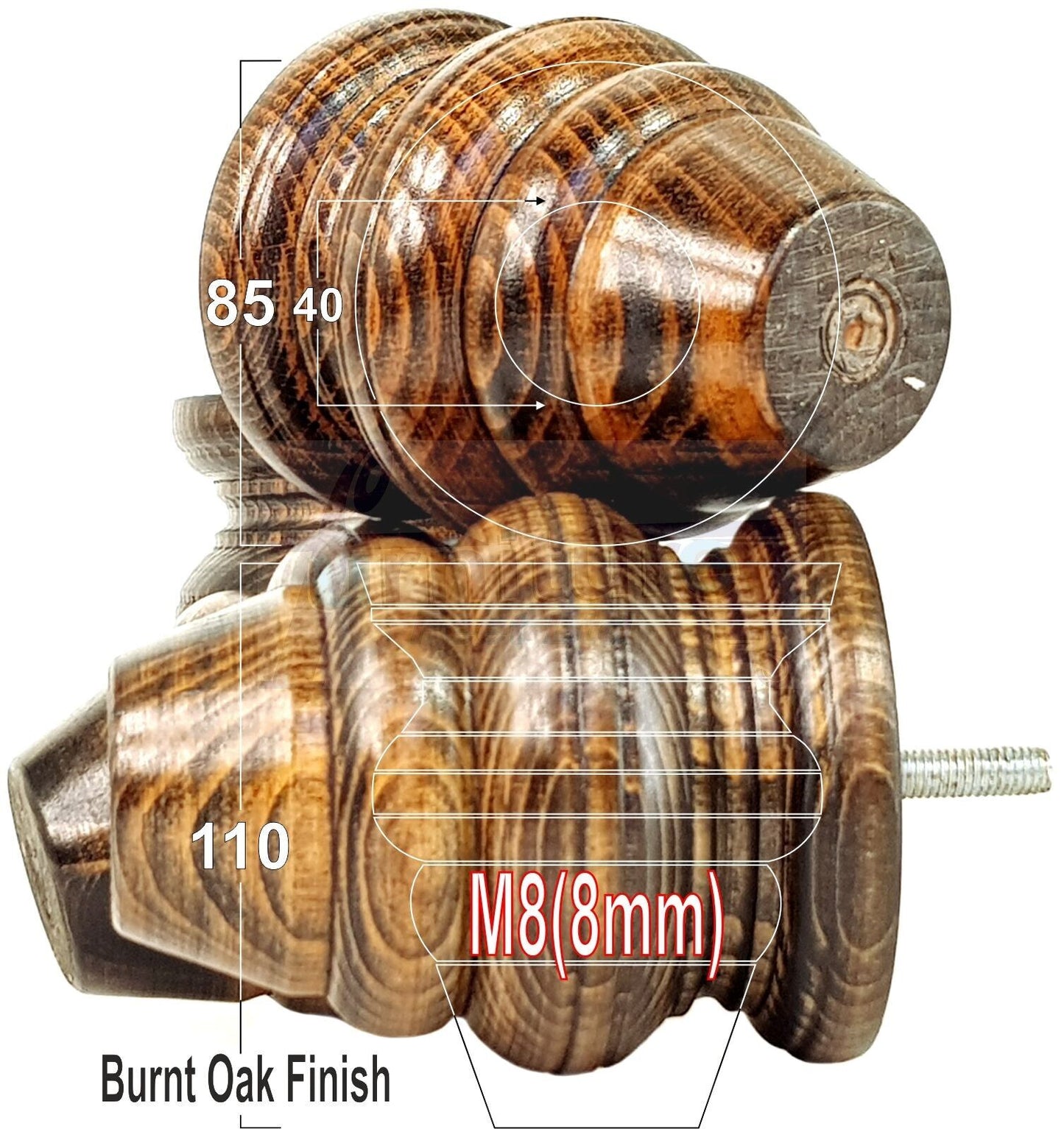 4x Turned Wood Furniture Legs Replacement Feet 110mm High Multiple Colours Chairs Stools Sofa's Beds Settee Cabinets M8