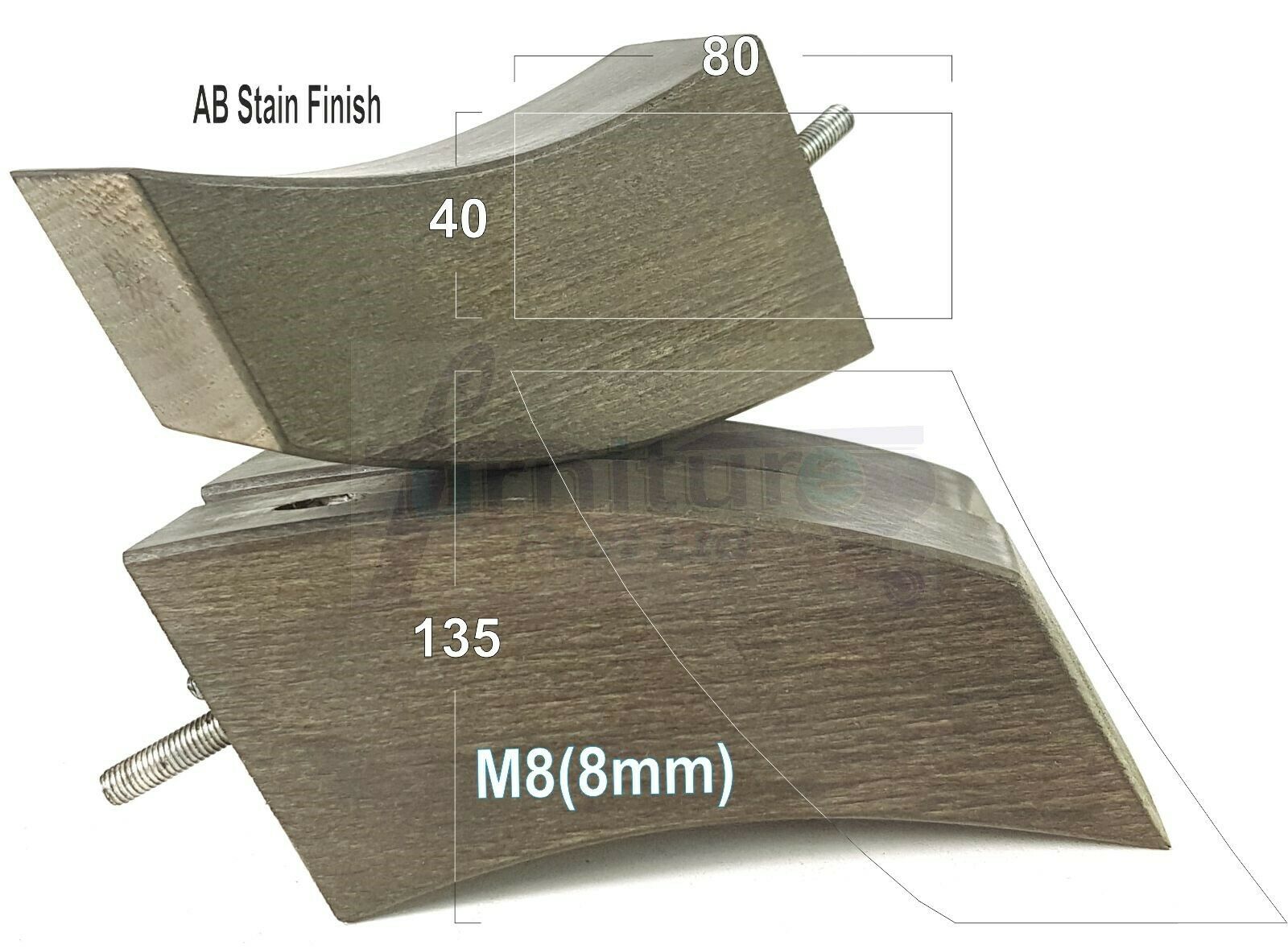 SET OF 4 WOODEN FURNITURE FEET 135mm HIGH REPLACEMENT SOFA LEGS 8mm Thread