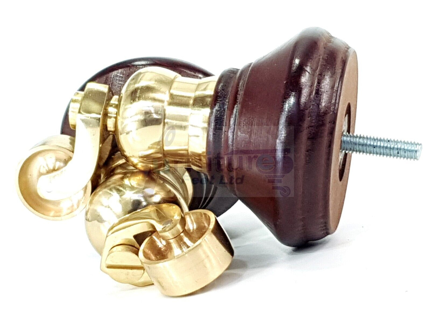 4x Antique Mahogany Wooden Furniture Sofa Legs M8 With Castors Replacment Chair Settee Feet 115mm - 125mm High