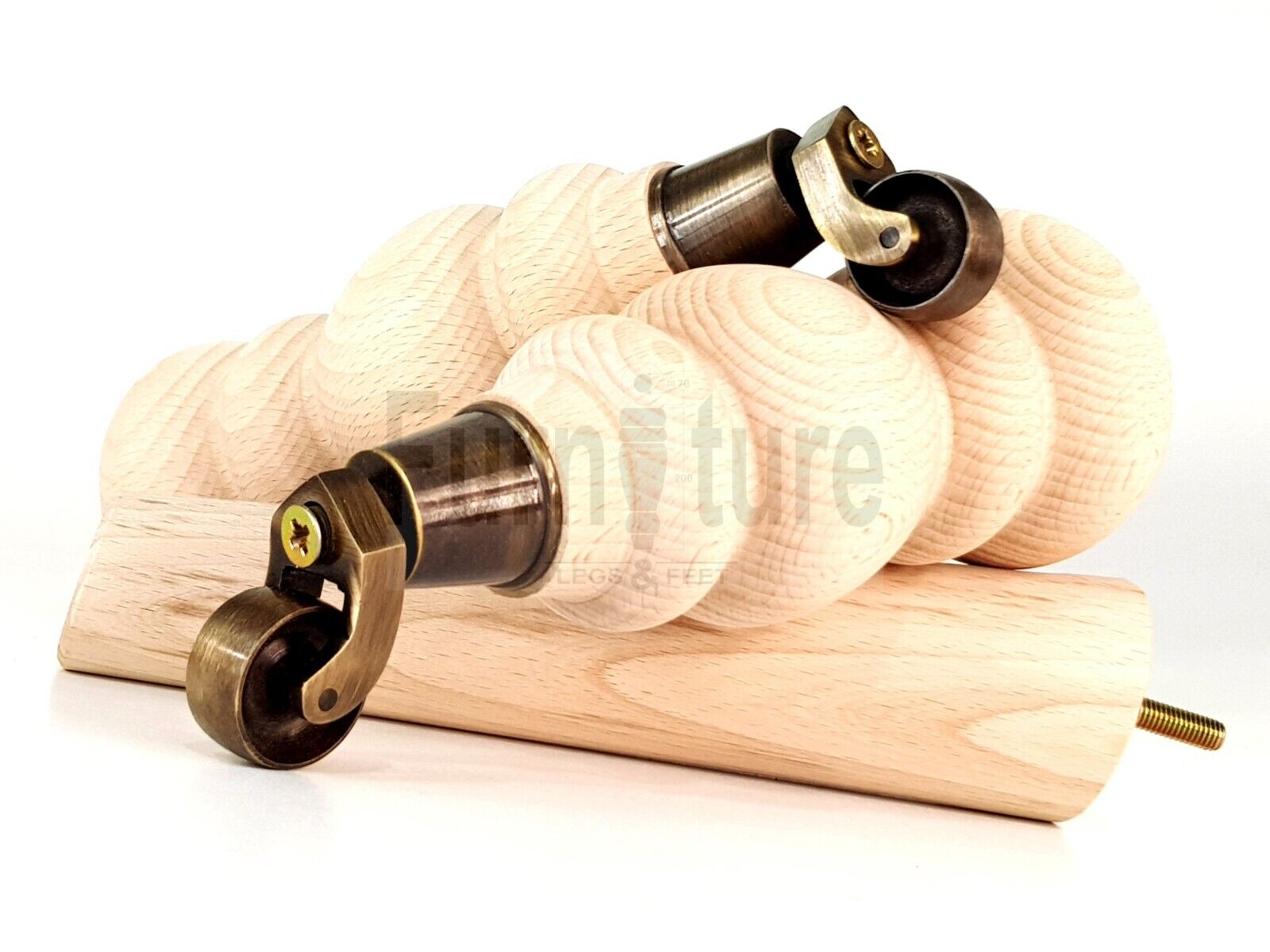 4x Turned Solid Wood Furniture Legs Replacement Feet 250mm High 8mm Thread