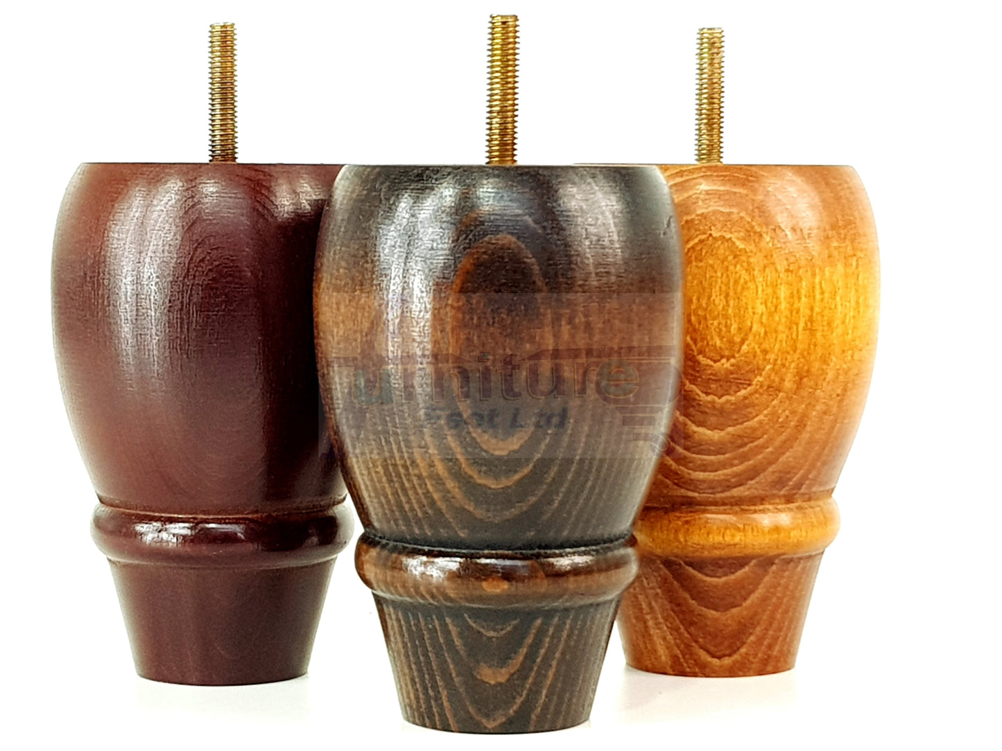 4x Wooden Turned Replacement Furniture Legs 125mm High Settee and Cabinet Feet 10mm Thread