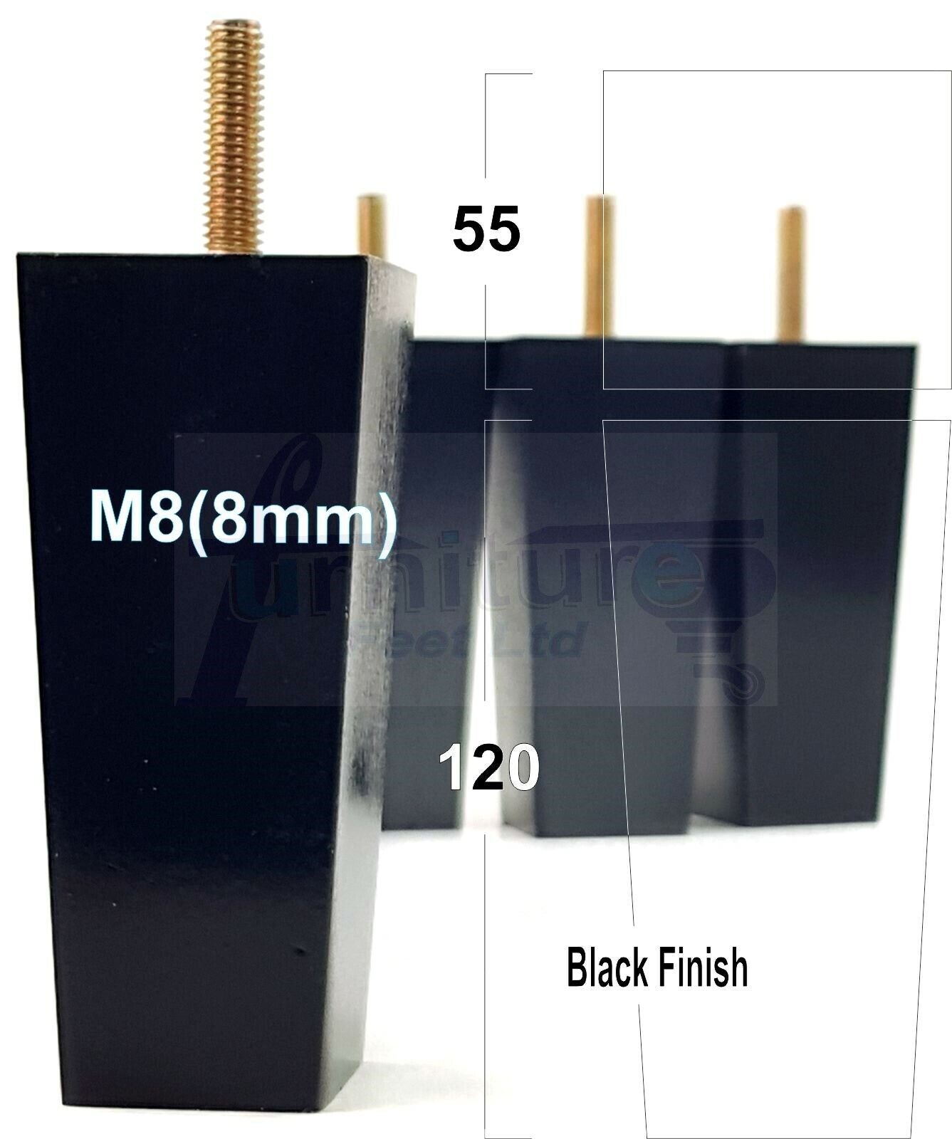4x Solid Wood Furniture Legs Chair Settee Replacement Feet 120mm High 8mm Thread
