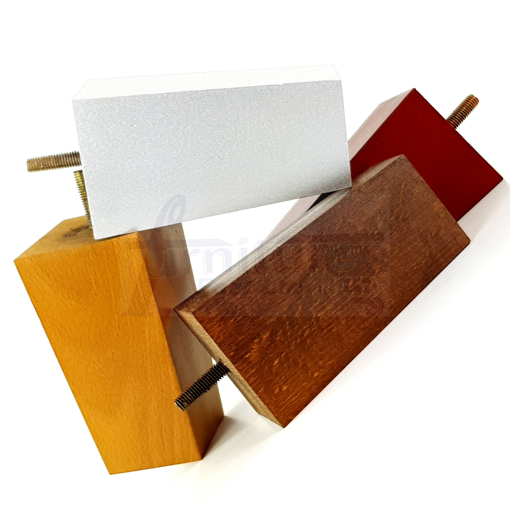 Solid Wood Furniture Feet Square Replacement Block Tapered Legs 120mm High M8 Set of 4 Sofa Chairs Stools Cabinets Beds