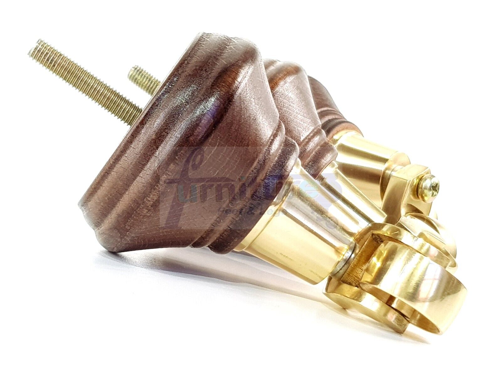 4x Antique Mahogany Stain Wooden Furniture Sofa Legs M8 With Castors Replacment Chair Settee Feet 115mm - 125mm High