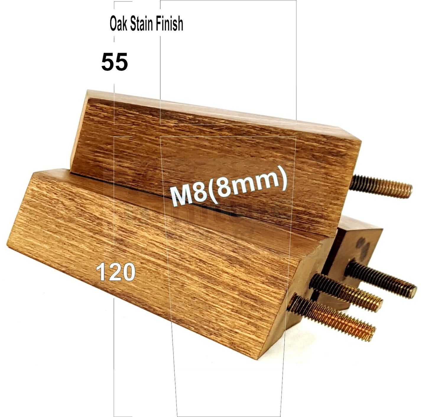 4x Solid Wood Furniture Legs Chair Settee Replacement Feet 120mm High 8mm Thread