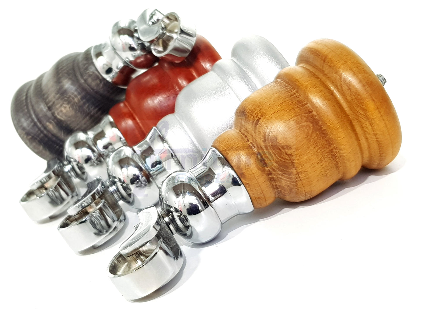 4 Turned Wood Furniture Feet With Chrome Cauldron Castors 155mm Legs Sofas Chairs Stools Cabinets Beds M8 6 Inches