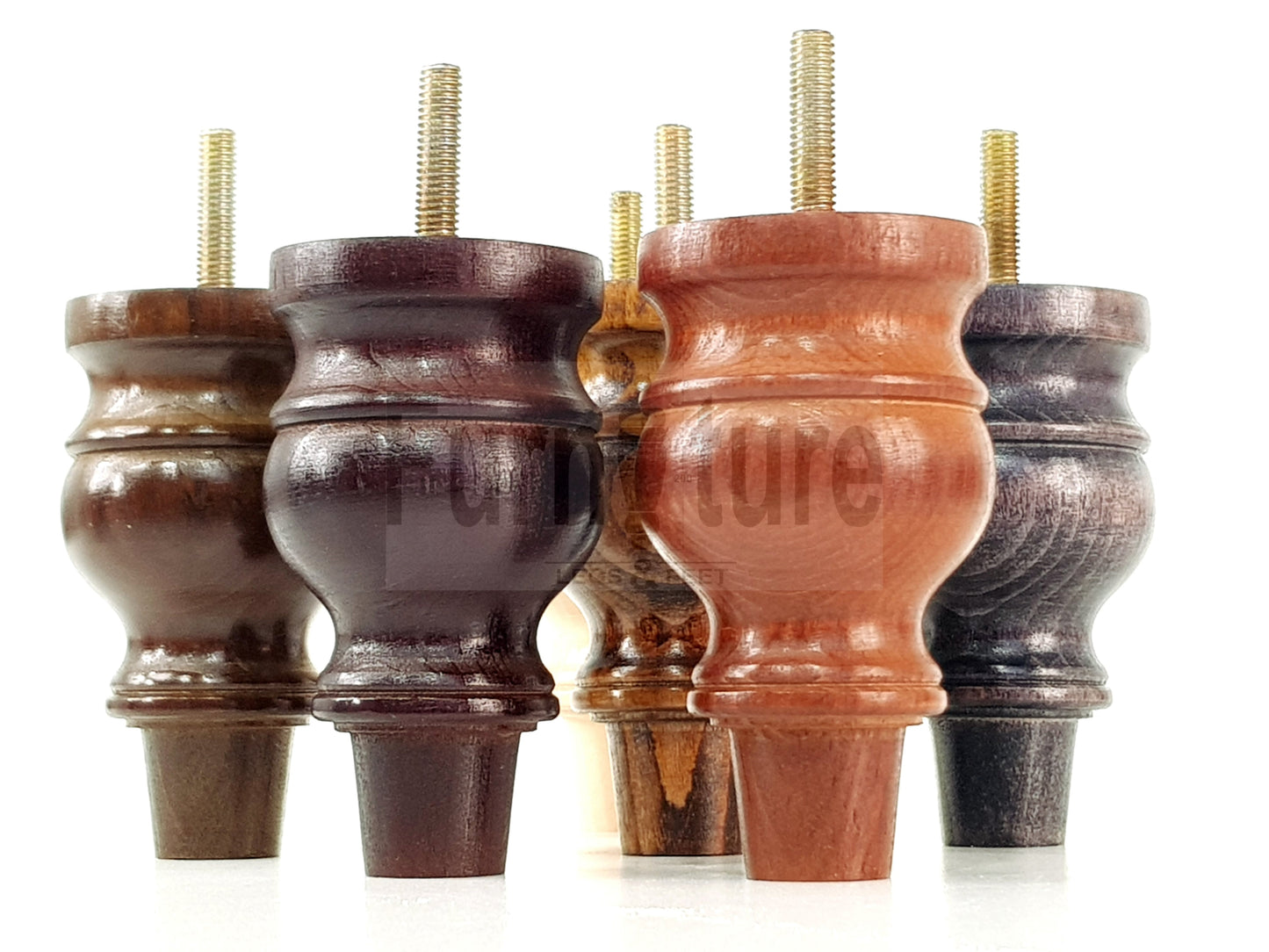Set Of 4 Turned Beech Wood Furniture Legs 100mm High Sofa Feet 8mm Thread Fixing