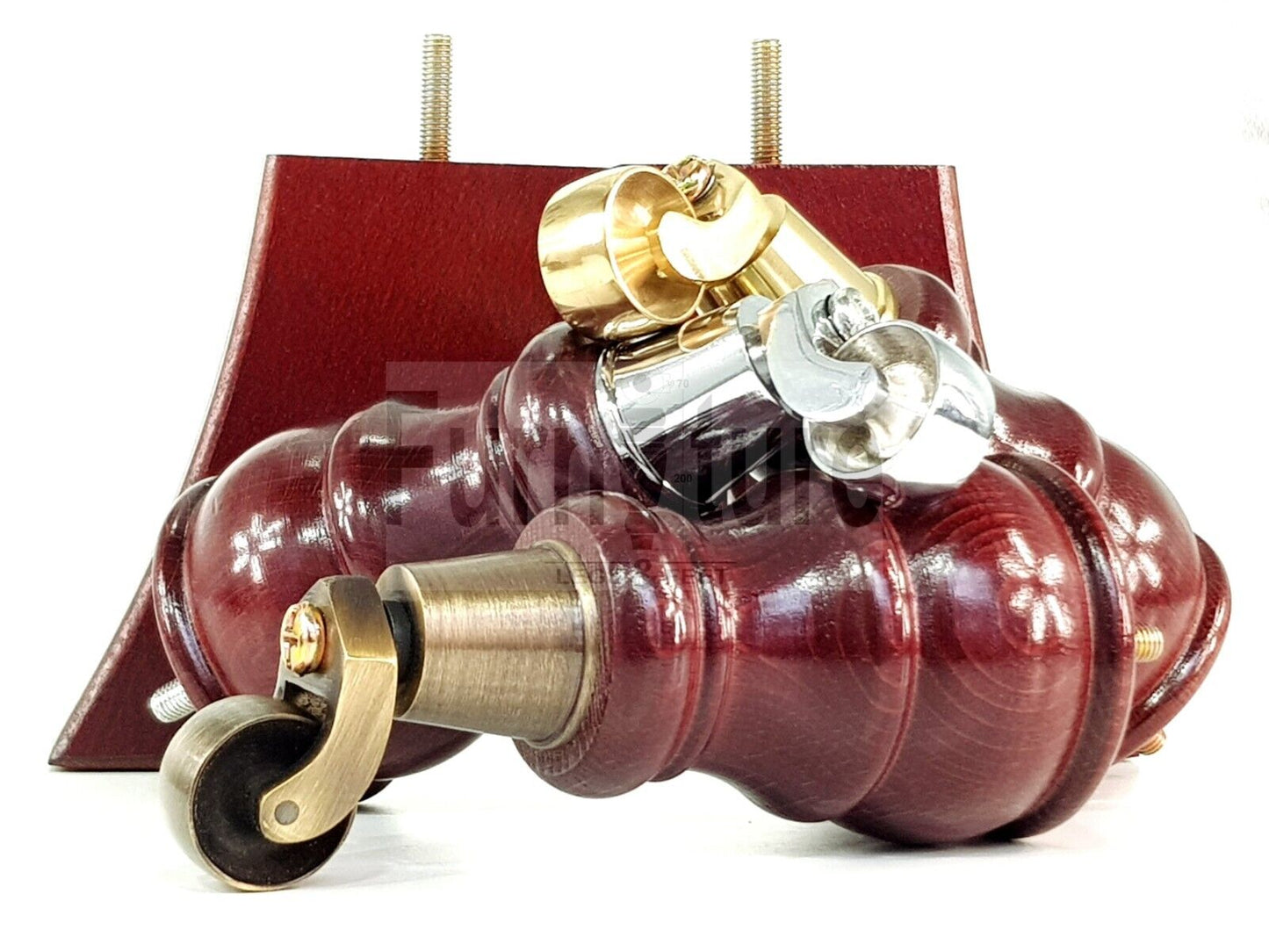 2 Wooden Castor Furniture Sofa Legs & 2 Curved Back Feet  Mahogany M8 Chair Settee Feet 160mm High