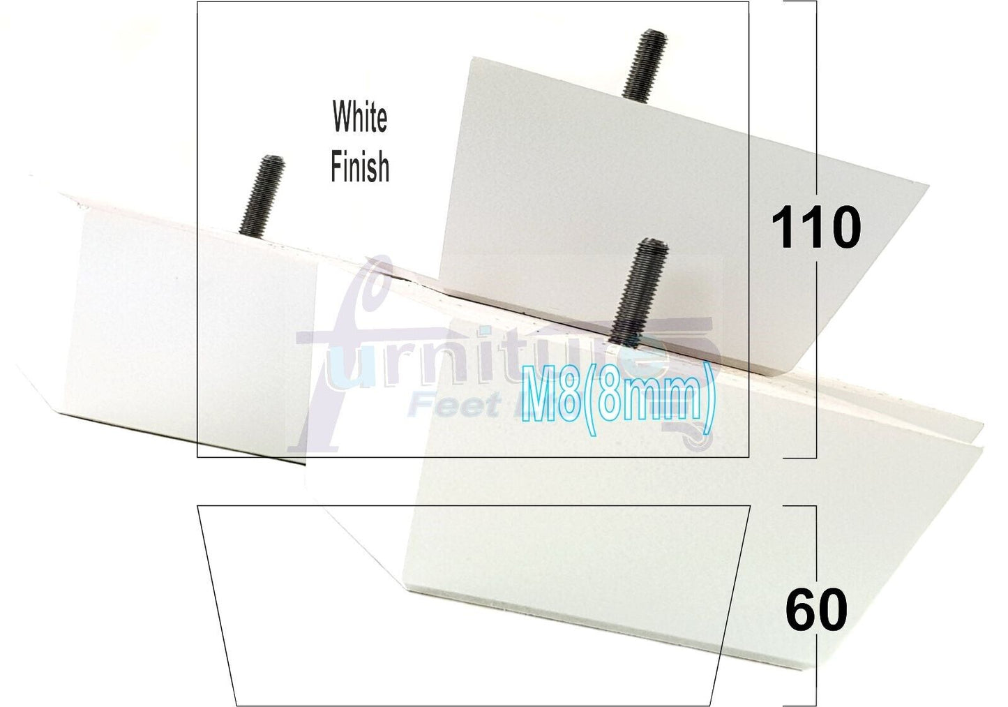 4x Square Wood Sofa Legs 60mm High Replacement Furniture Feet Chairs Cabinets M8