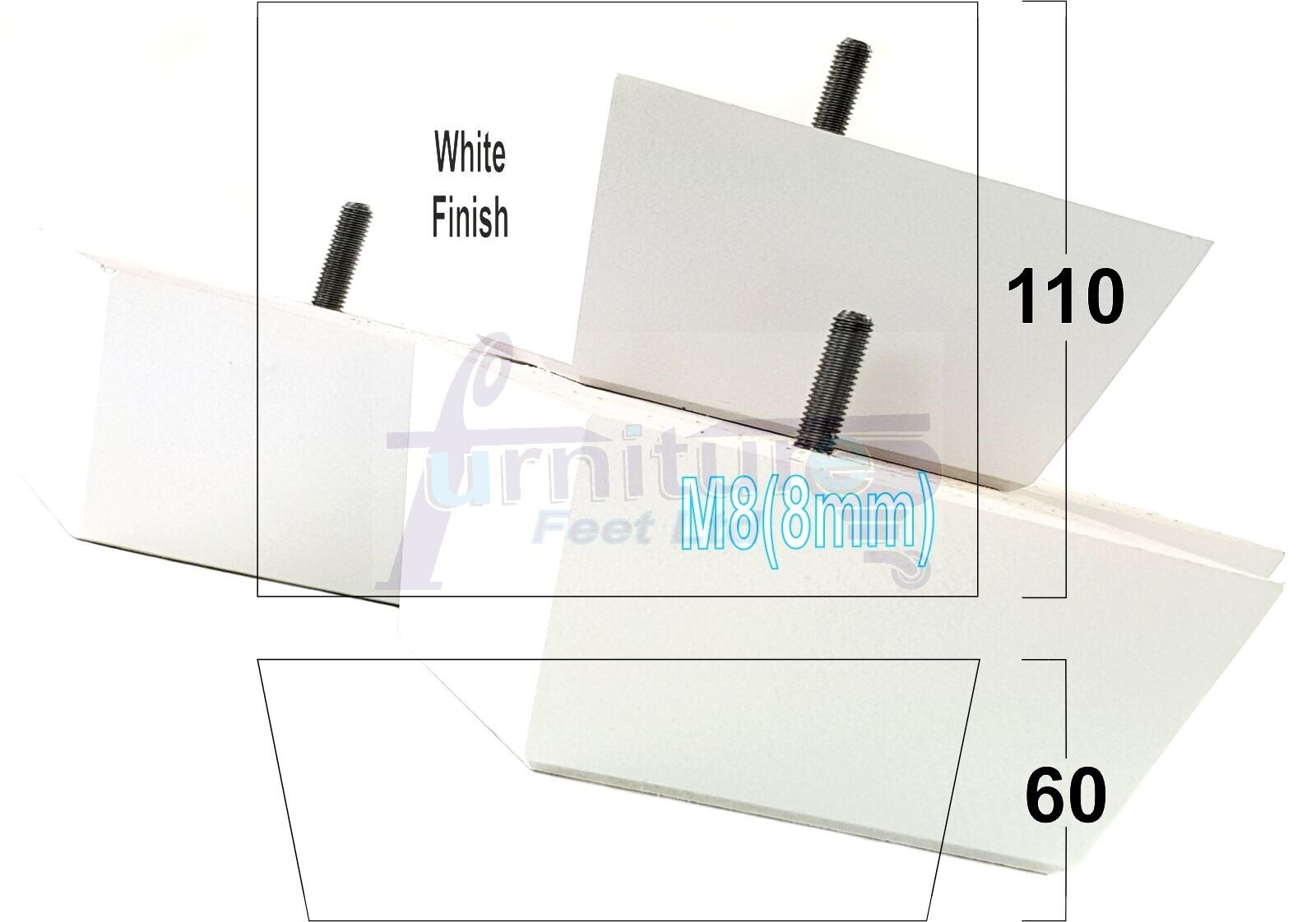 4x Square Wood Sofa Legs 60mm High Replacement Furniture Feet Chairs Cabinets M8