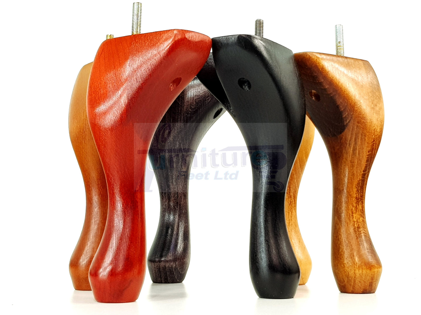 4 Solid Wood Furniture Feet 150mm High Queen Anne Replacement Legs Chairs Settees Beds Sofas M10 Thread