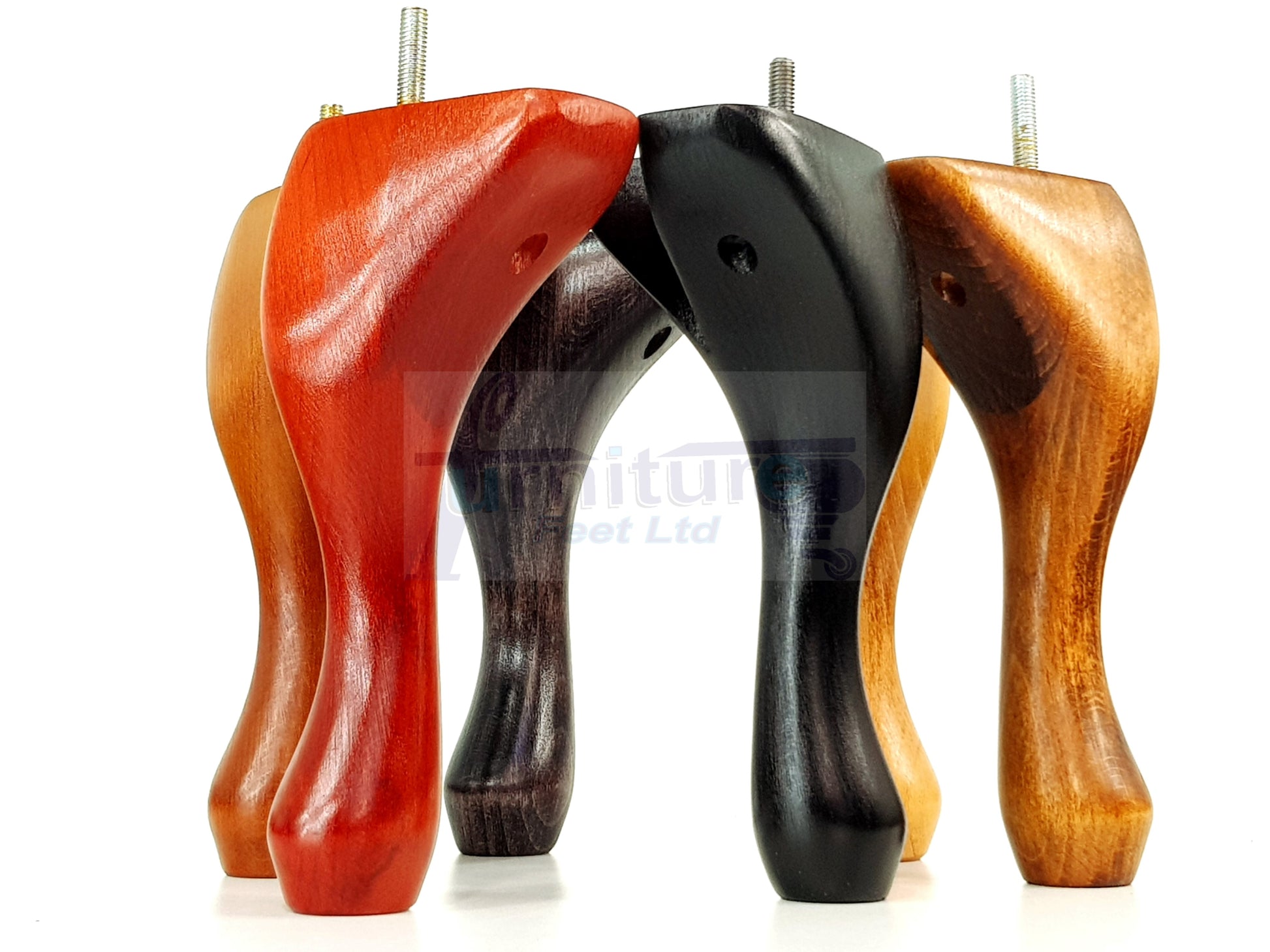4 Solid Wood Furniture Feet 150mm High Queen Anne Replacement Legs Chairs Settees Beds Sofas M10 Thread