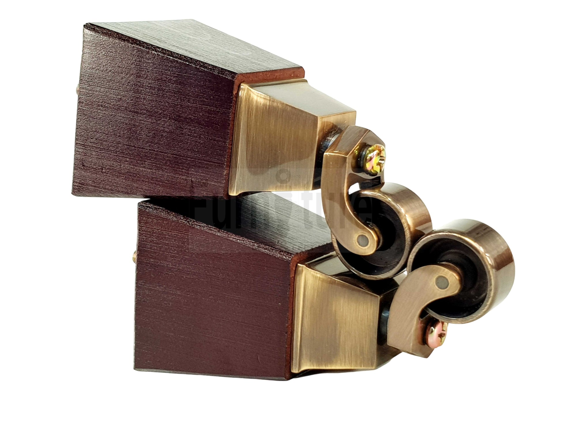 4x Block Wood Furniture Legs With Castor 8mm Thread For Chairs Settees Sofa 150mm High Mahogany