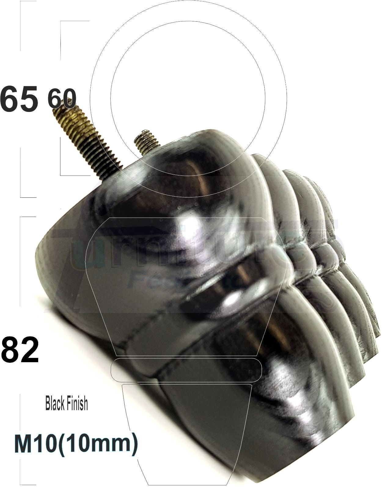 4x Turned Wood Repacement Furniture Legs M10 Thread Sofa Chair Settee Feet 82mm