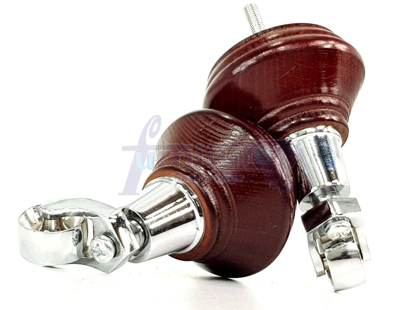 4x Mahogany Wooden Furniture Sofa Legs M8 With Castors Replacment Chair Settee Feet 115mm - 125mm High