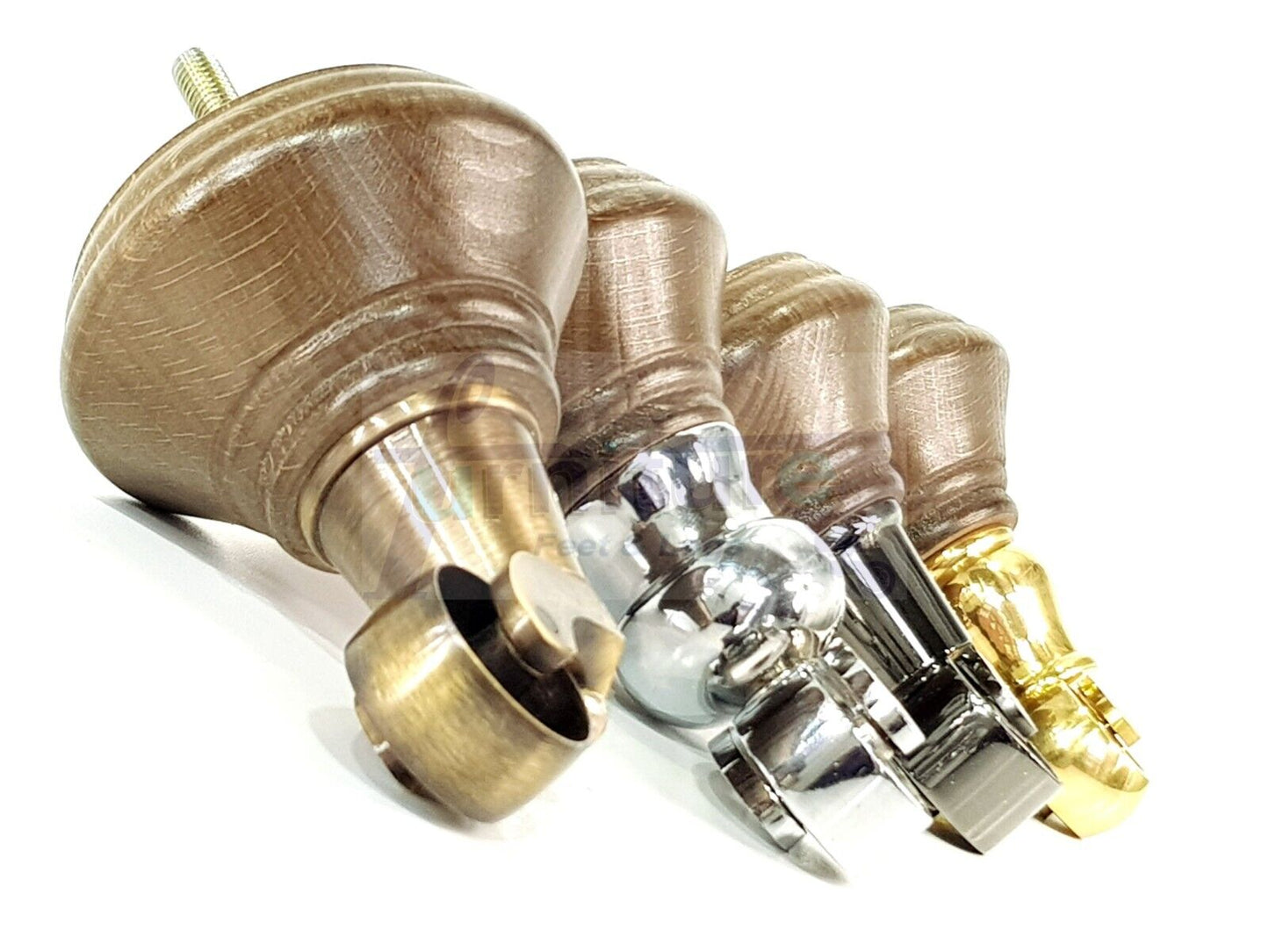 4x Antique Brown Stain Wooden Furniture Sofa Legs M8 With Castors Replacment Chair Settee Feet 115mm - 125mm High