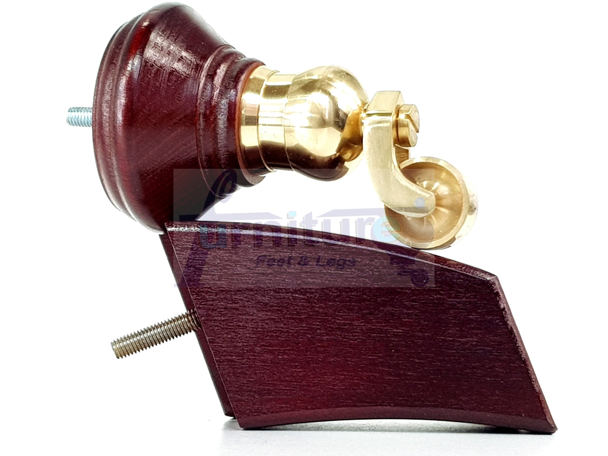 4 Turned Mahogany Replacement Furniture Legs With Wheels 2 Castor Feet 120mm High 2 Curved Wood Chairs Stools Sofa Beds Cabinets M8