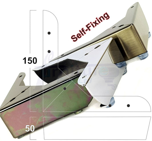 Metal Furniture Feet Chrome Replacement Corner Leg 50mm High Sofa Chairs Stools Beds Cabinets Pre-Drilled