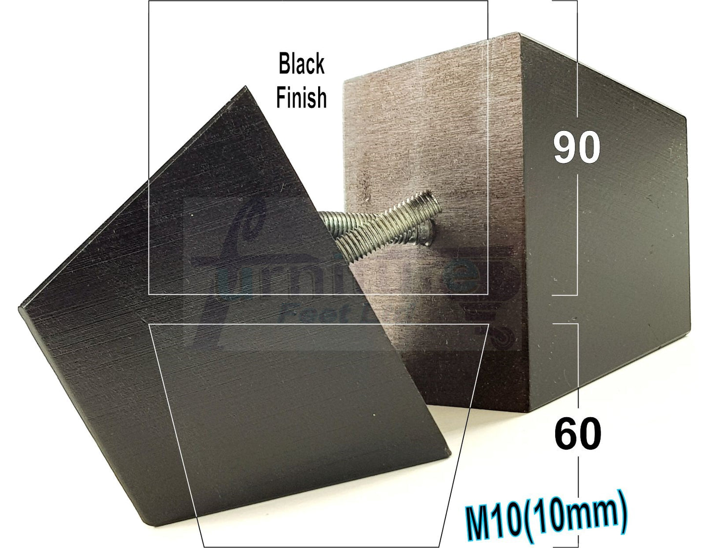 4x Square Wood Sofa Legs 60mm High Replacement Furniture Feet Chairs Cabinets M10 Thread