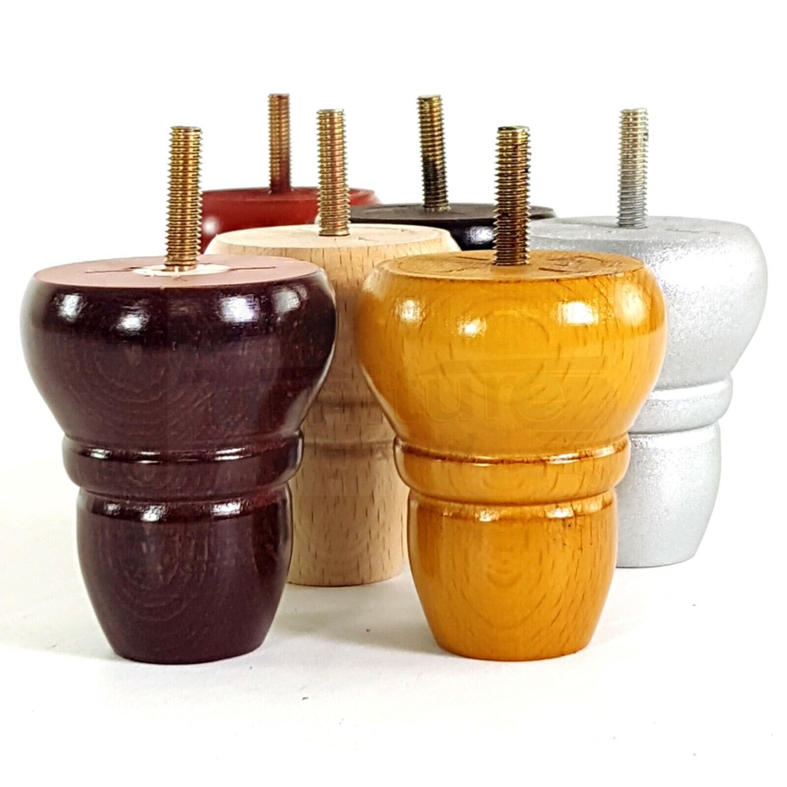 4x Turned Wood Repacement Furniture Legs M8 Sofa Chair Settee Feet 82mm