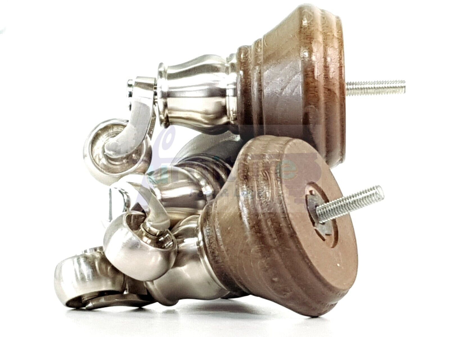 4x Antique Brown Stain Wooden Furniture Sofa Legs M8 With Castors Replacment Chair Settee Feet 115mm - 125mm High