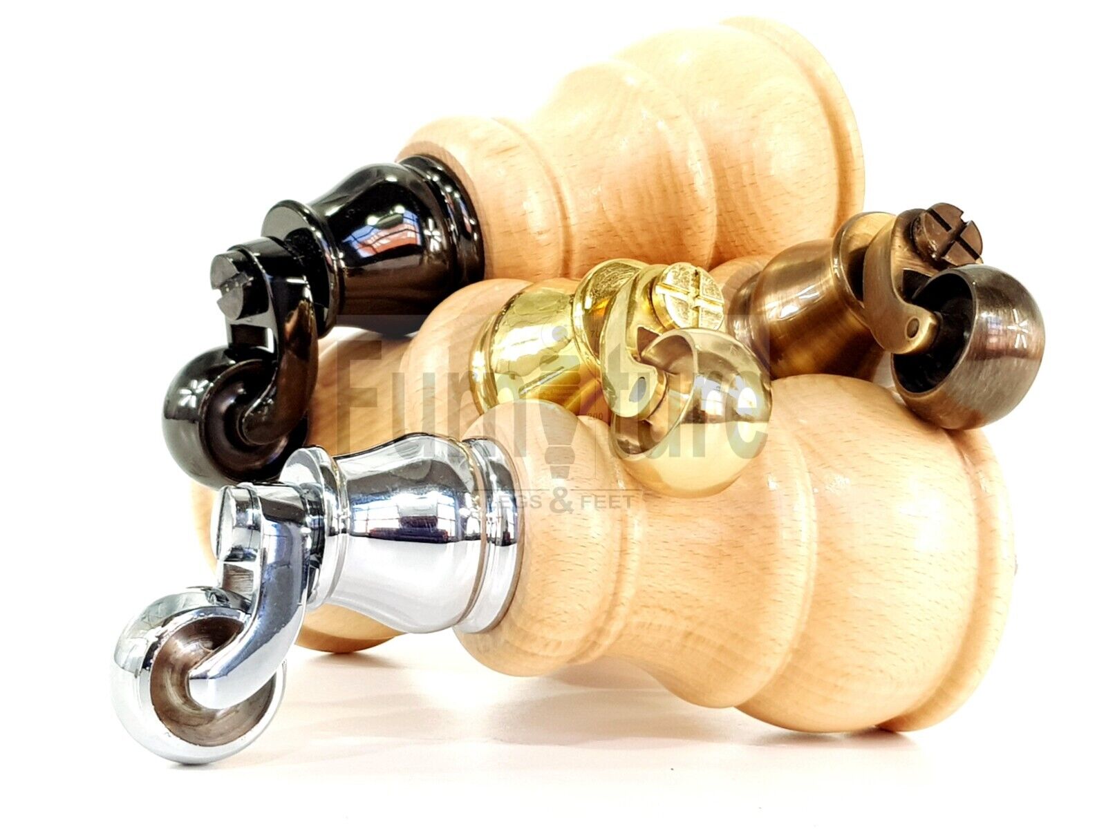 4 Turned Wood Feet Natural Castor Legs Chair Furniture Stools Sofa Chairs M8 160mm 6 Inch High