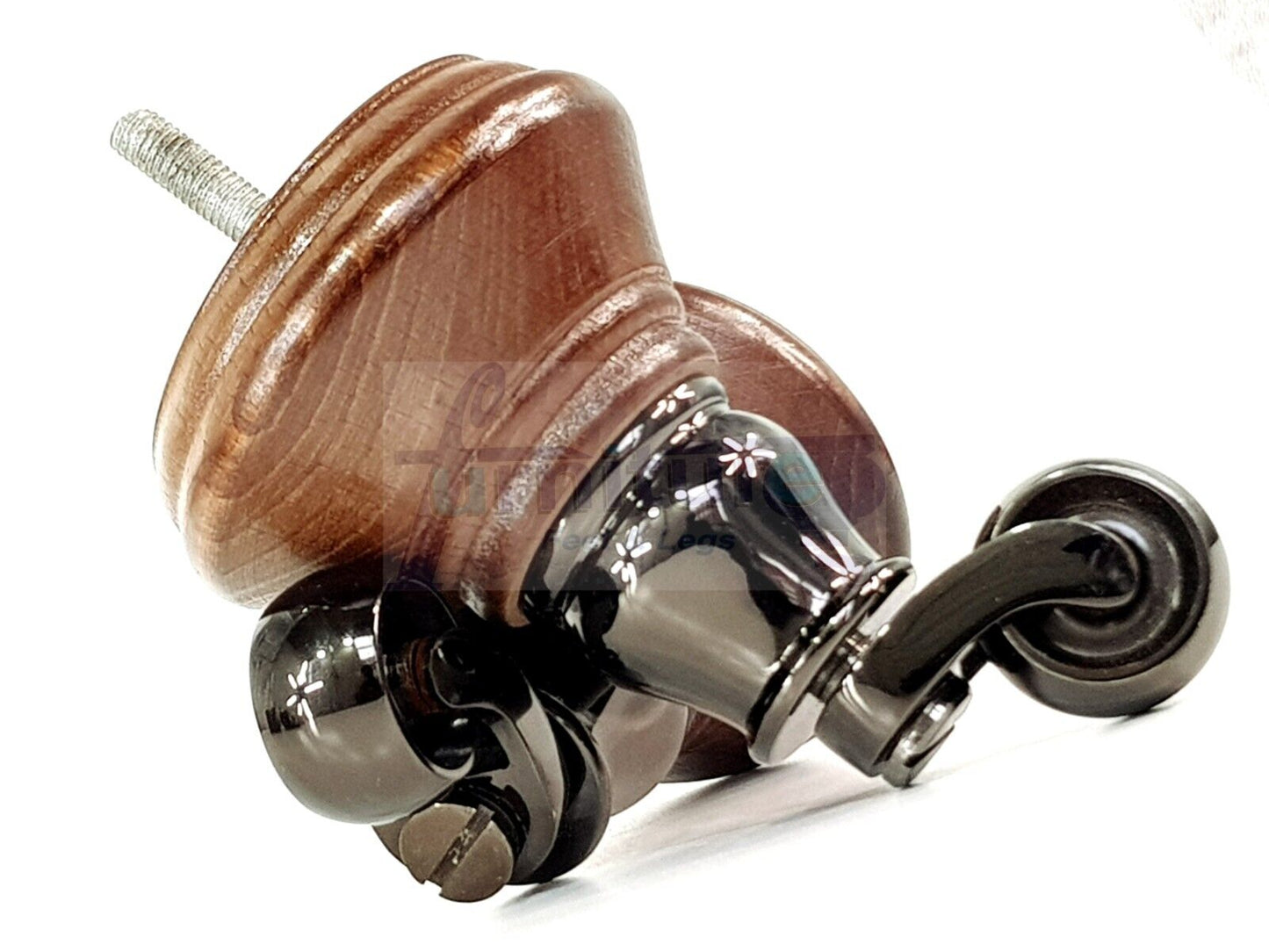 4x Antique Mahogany Stain Wooden Furniture Sofa Legs M8 With Castors Replacment Chair Settee Feet 115mm - 125mm High