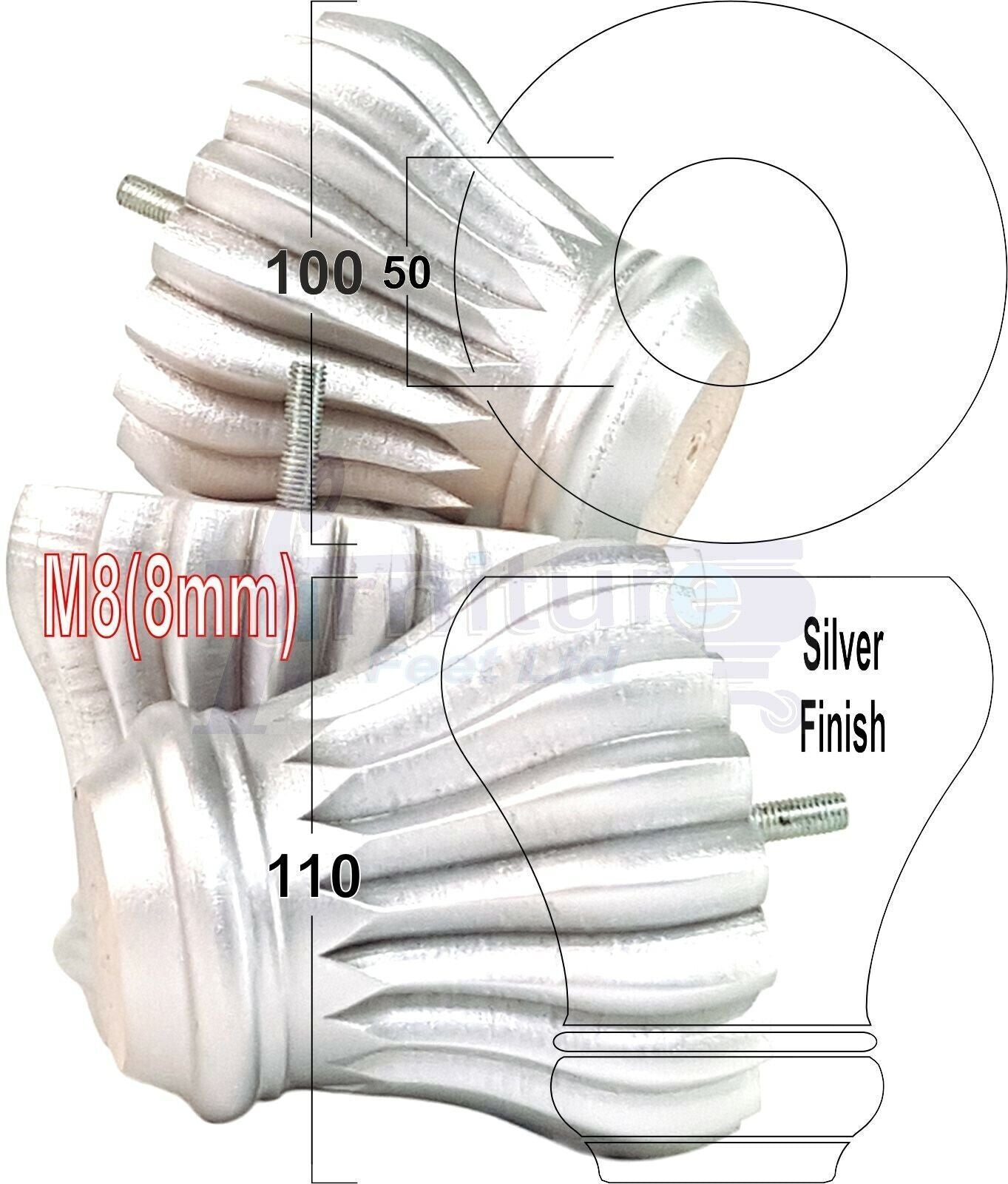 4 Grooved Replacement Furniture Bun Feet Multiple Colours Turned Wooden Legs 110mm High Settee Chairs Sofas Footstools Cabinets M8