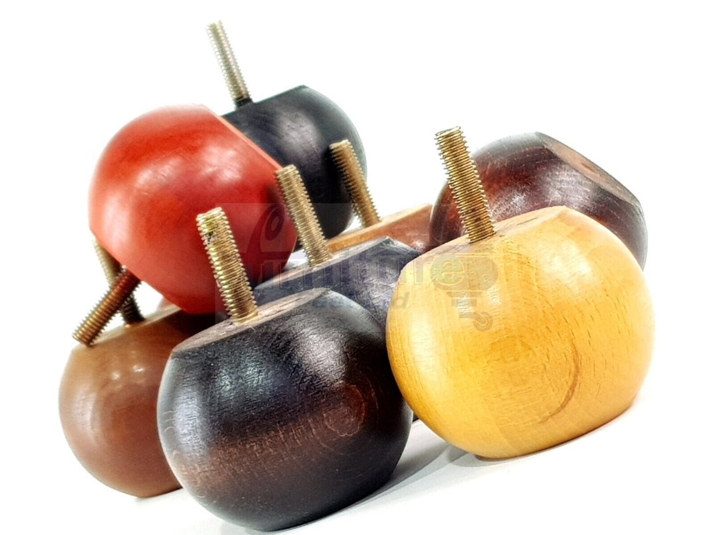 4 Solid Round Wood Turned Furniture Legs Replacement Bun Feet 2 Inches 50mm High Chairs Sofa Beds Settee M8 