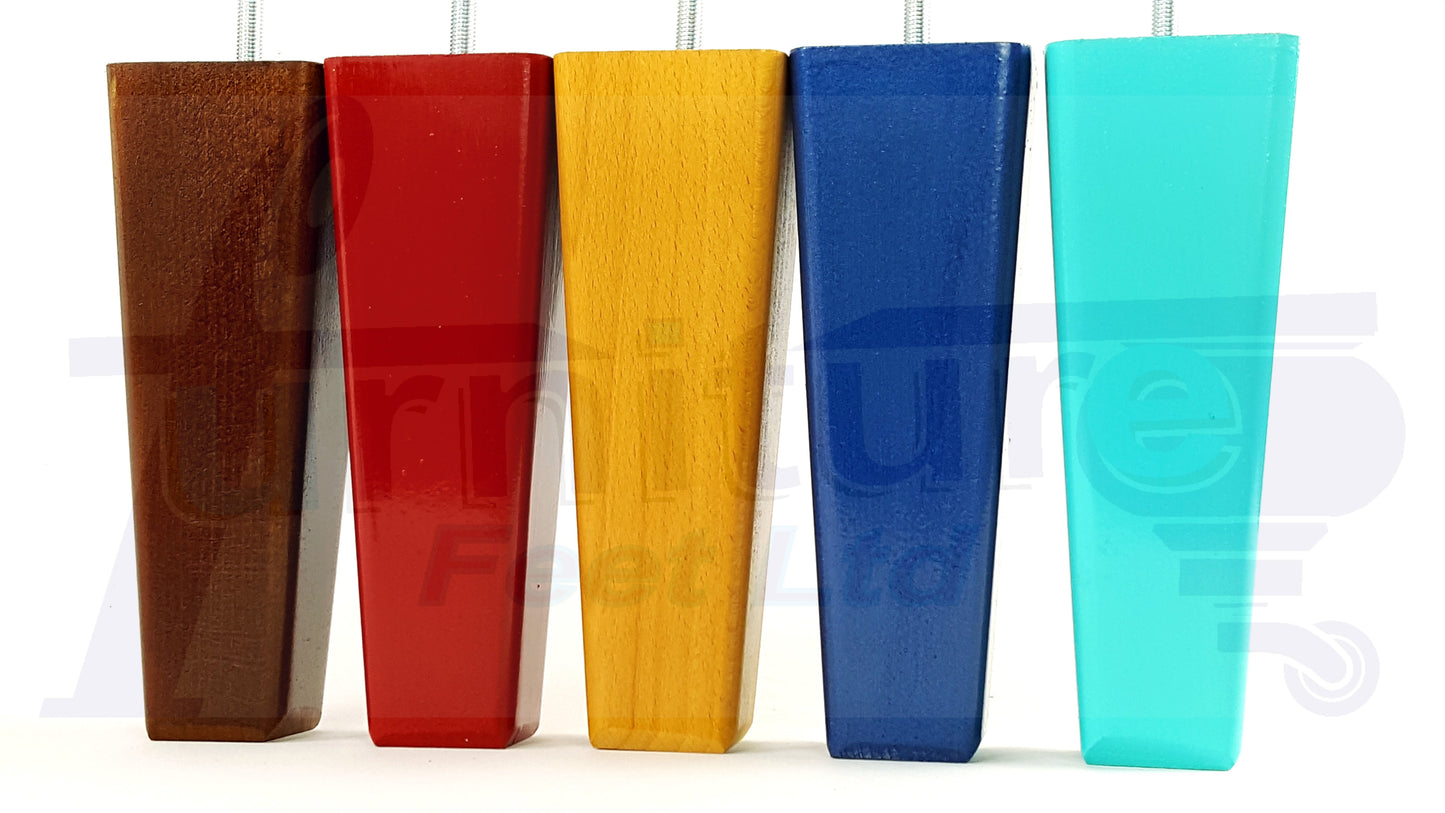 4x Wooden Furniture Legs 200mm High Replacement Square Tapered Feet 8mm Thread