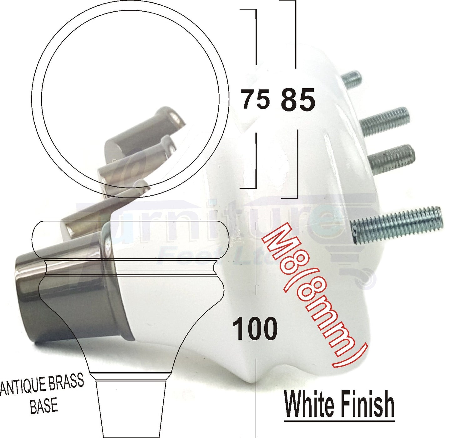 4x Turned Wood Furniture Feet M8(8mm) With Slipper Cup Chair Sofa Settee Legs 110mm