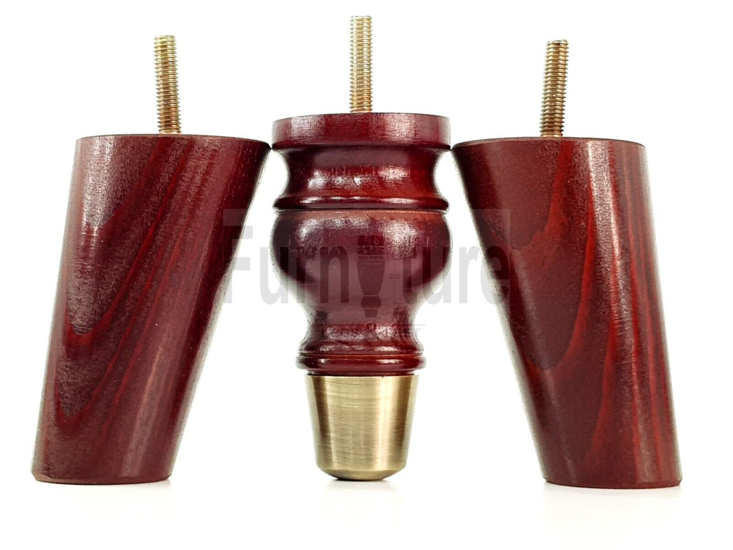 4x Wood Furniture Feet 2 With Brass Slipper Cup M8 Chair Sofa Settee Legs 110mm