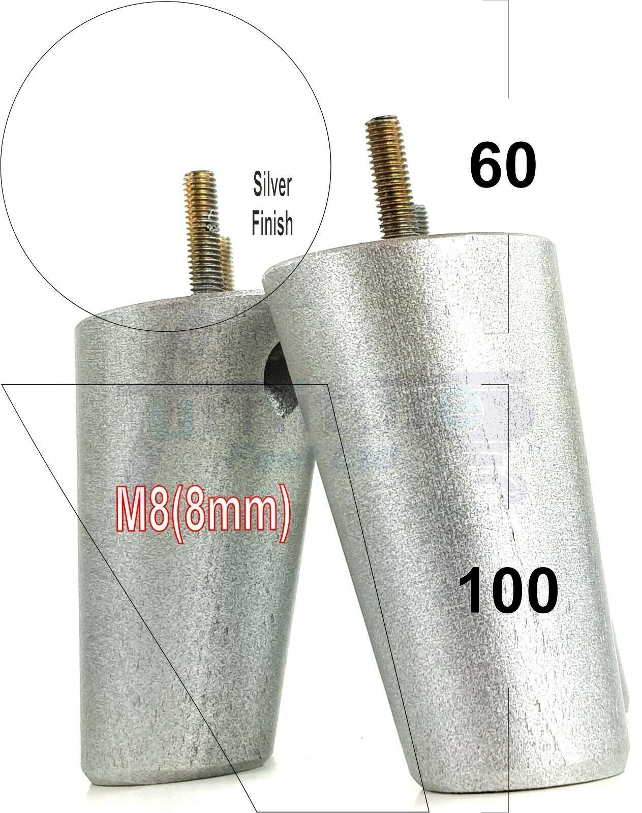 4 Solid Wood Turned Furniture Feet Replacement Mid Centry Angled Retro Legs 100mm High M8 Sofa Chairs Stools Cabinets Beds