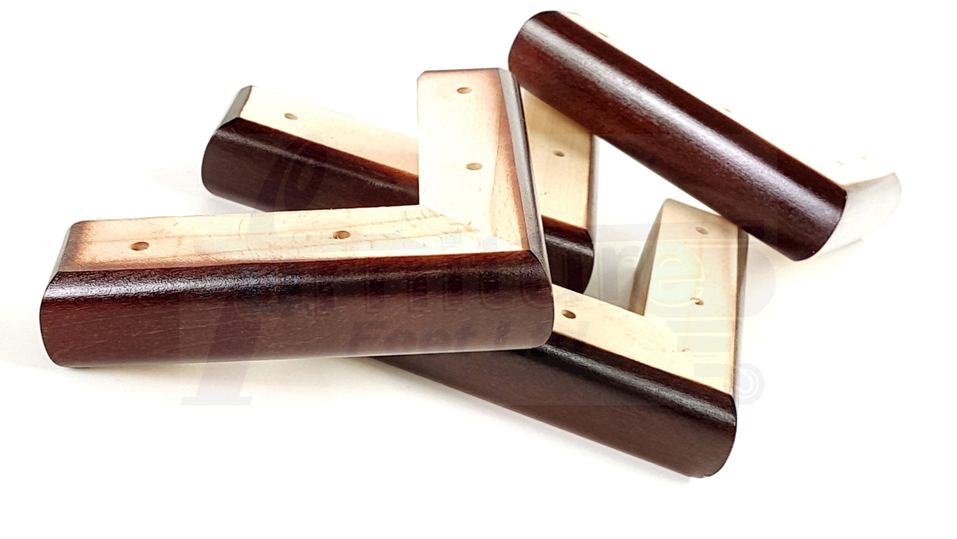 Set Of 4 Wooden Corner Furniture Feet 40mm High Replacement Sofa Chair Legs Self-Fixing: Mahogany