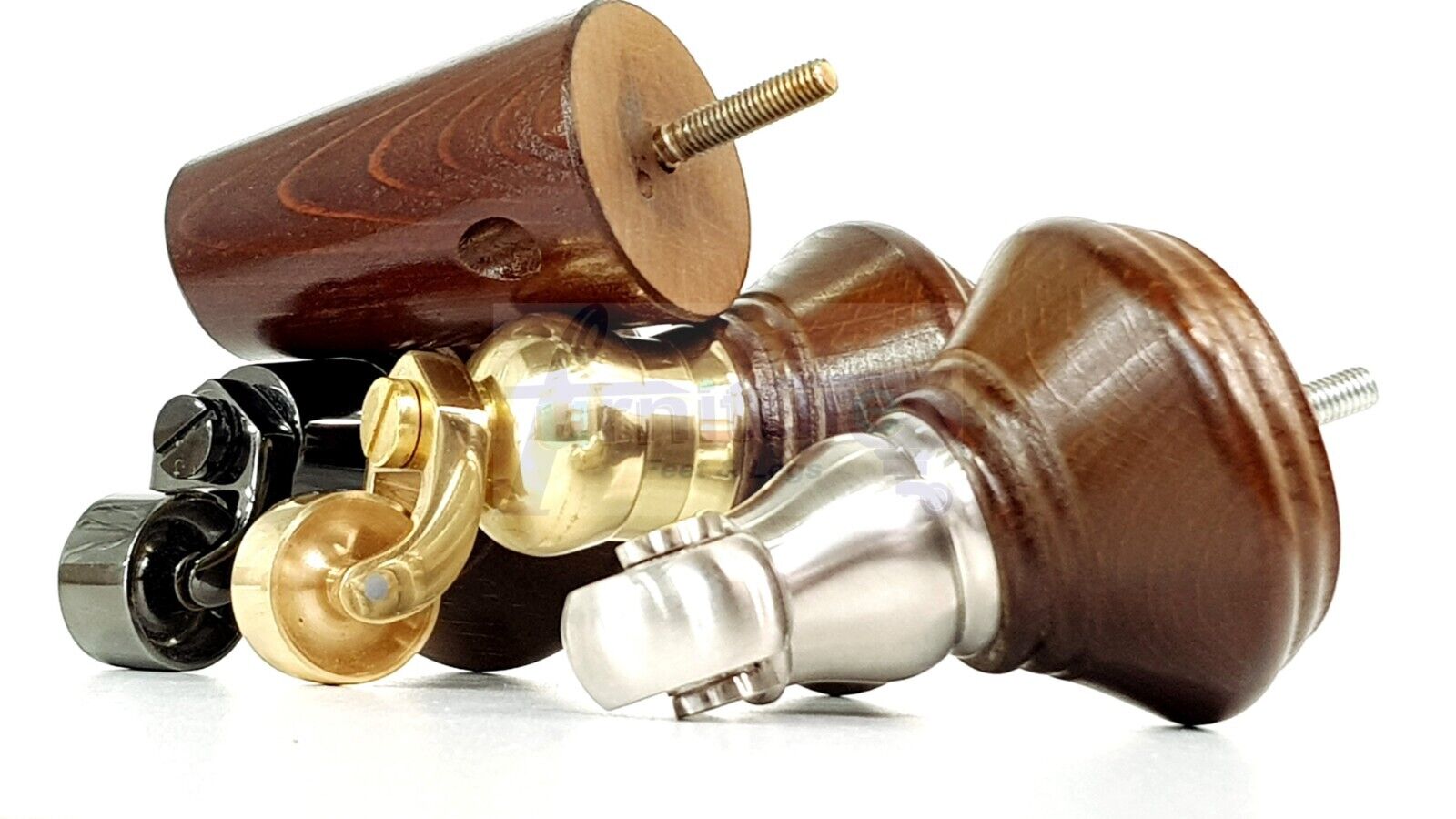 2 Antique Brown Wood Furniture Sofa Legs With Castor 125mm & 2 Angled Back Feet Chair Settee 100mm High M8