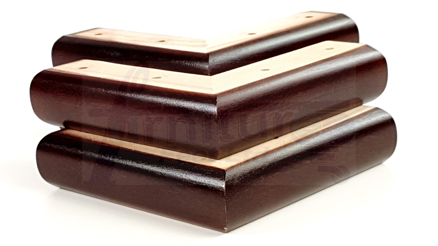 Set Of 4 Wooden Corner Furniture Feet 40mm High Replacement Sofa Chair Legs Self-Fixing: Mahogany