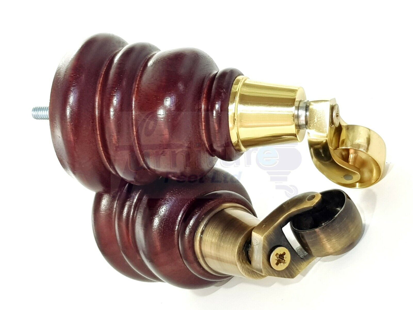 4 Mahogany Turned Wood Furniture Feet With Castors 155mm Legs Sofas Chairs Stools Cabinets Beds M10 6 Inches