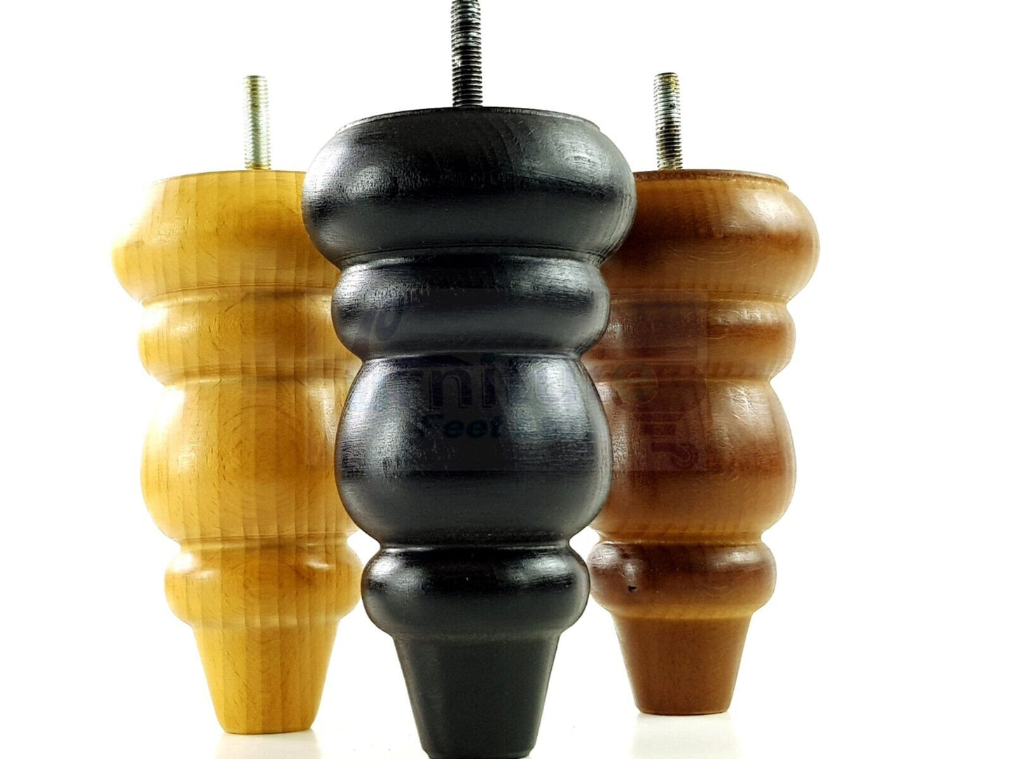 4 Solid Turned Wood Furniture Sofa Leg M8 Chair Settee Footstool Feet 155mm High