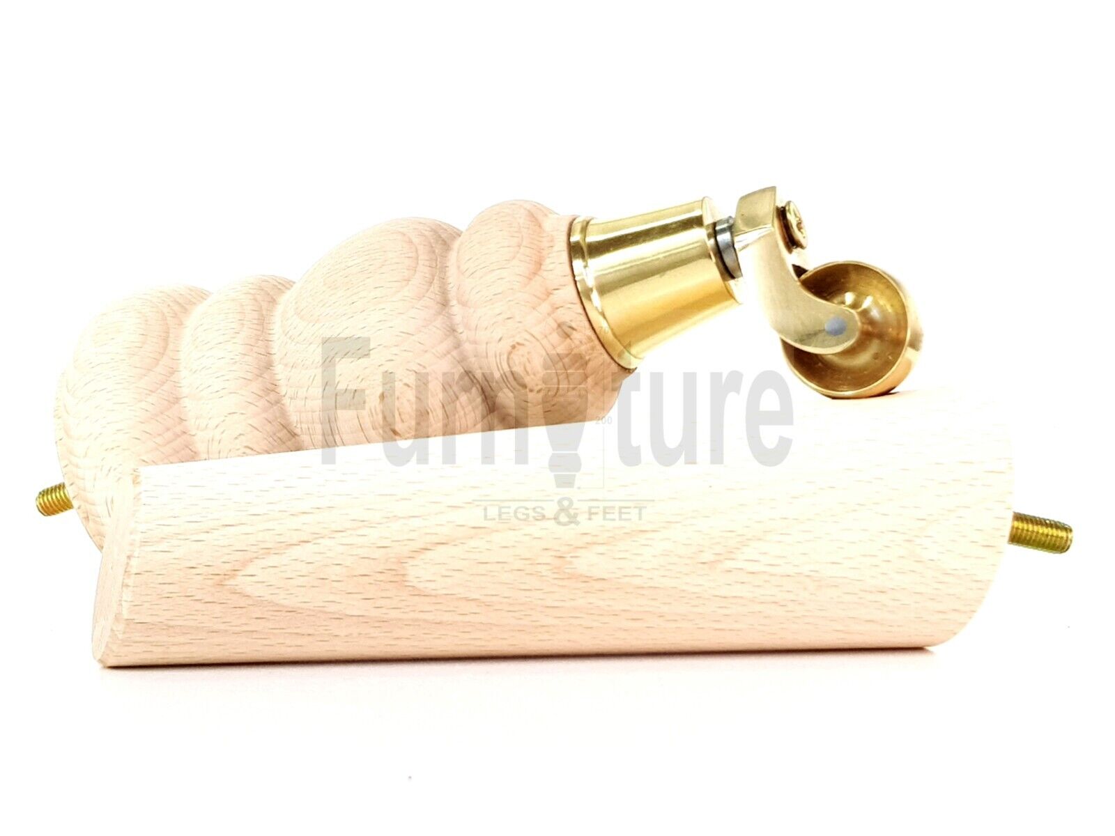 2x Furniture Brass Castor Legs & 2x Angled Solid Wooden Feet M8 Chairs Sofa 200mm High