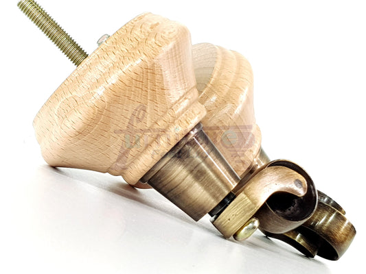 4x Natural Wooden Furniture Sofa Legs M8 With Castors Replacement Chair Settee Feet 115mm - 125mm High