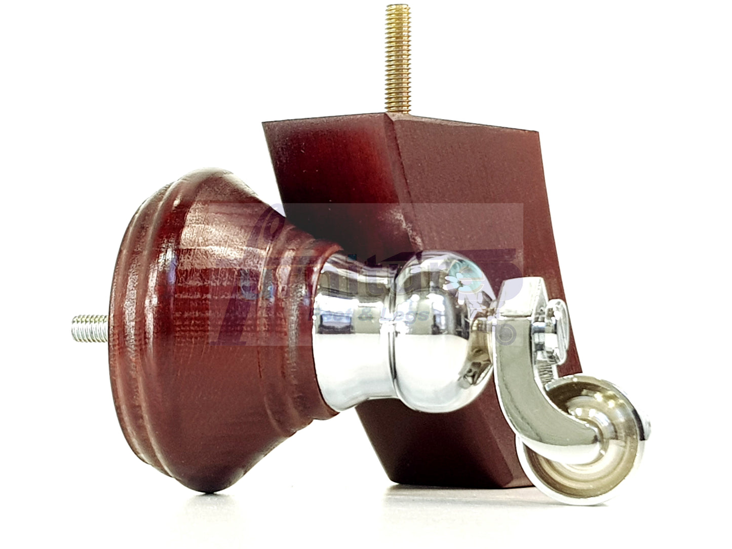 4 Turned Mahogany Replacement Furniture Legs With Wheels 2 Castor Feet 120mm High 2 Curved Wood Chairs Stools Sofa Beds Cabinets M8