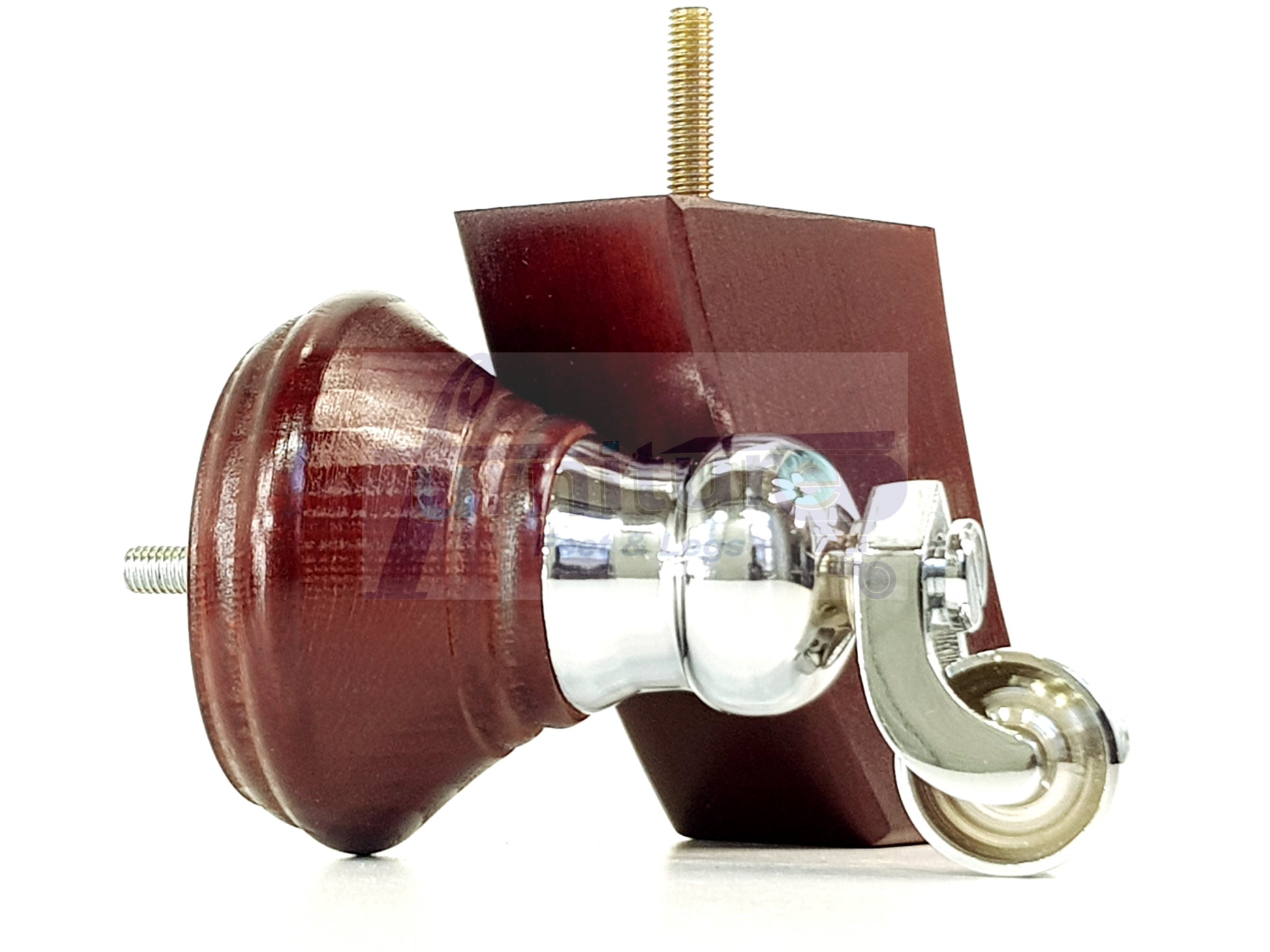 4 Turned Mahogany Replacement Furniture Legs With Wheels 2 Castor Feet 120mm High 2 Curved Wood Chairs Stools Sofa Beds Cabinets M8