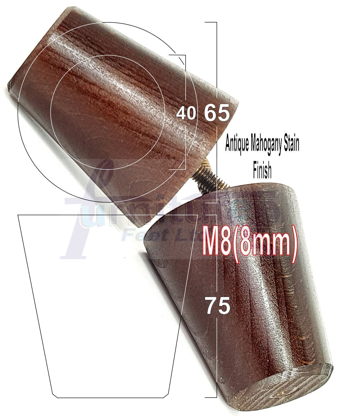 4x Solid Wood Turned Furniture Legs Replacement Bun Feet 75mm High Chairs Stools Sofa's Beds Settee M8