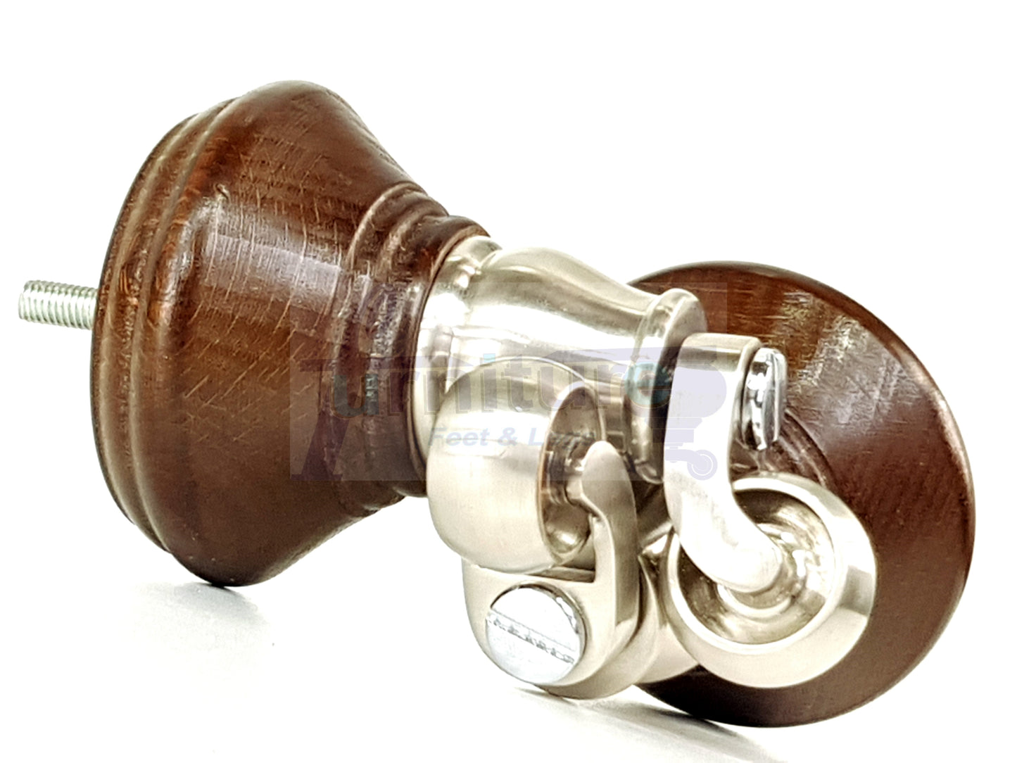 2 Castor Feet 120mm High Wood Turned Replacement Furniture Legs Antique Brown With Wheels Chairs Stools Sofa Beds Cabinets M8