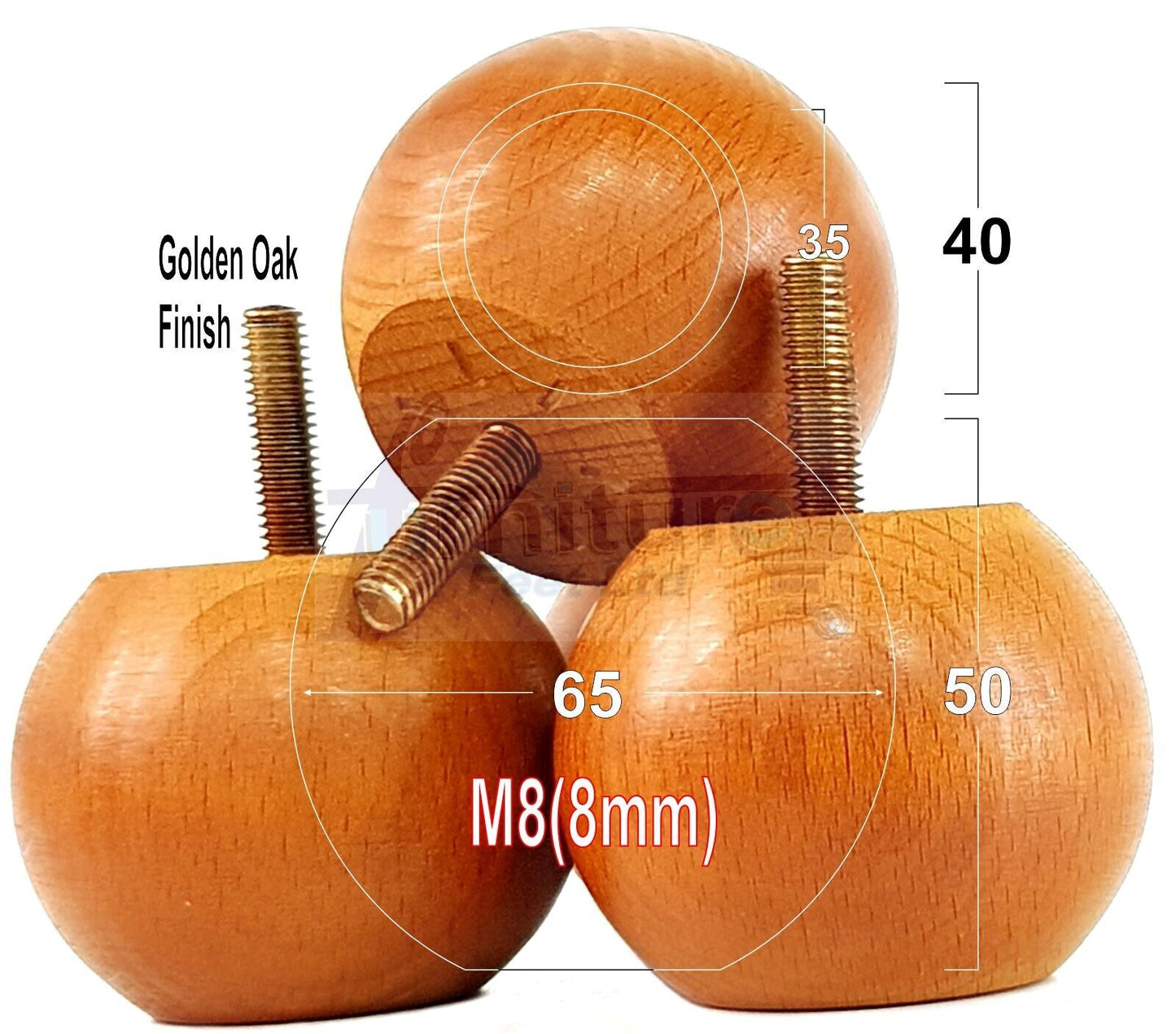 4 Solid Round Wood Turned Furniture Legs Replacement Bun Feet 2 Inches 50mm High Chairs Sofa Beds Settee M8 