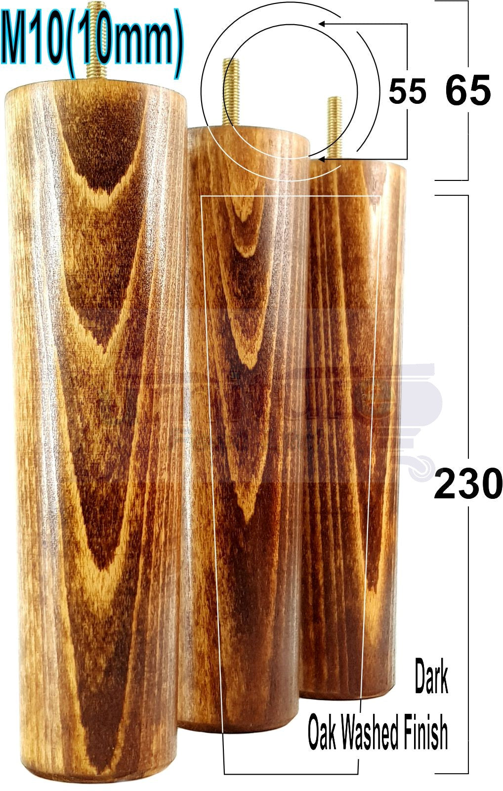 4 Solid Wood Turned Furniture Legs Replacement Feet 230mm High Chairs Sofa Bed Settee & Cabinets M10