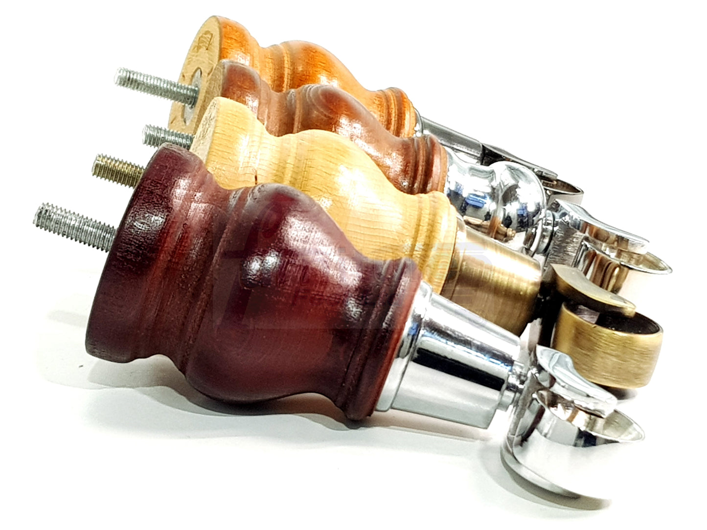 Set Of 4 Turned Wood Furniture Legs With 150mm High Castor 8mm Thread For Chairs Settees & Cabinets Dark Oak Finish