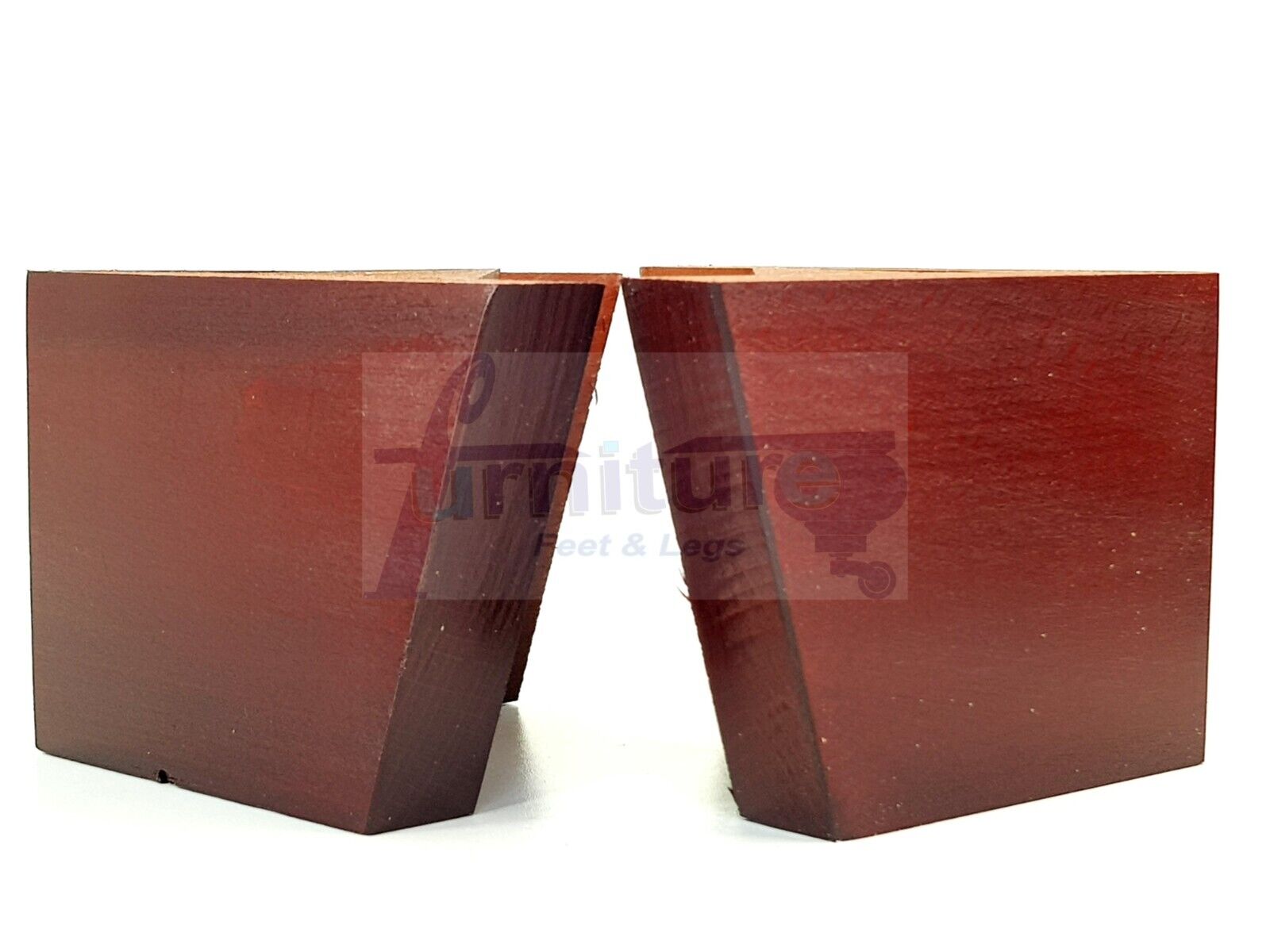 4 Solid Wood Furniture Legs Replacement Corner Feet 95mm High Self-Fixing: Mahogany